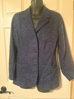 Liz Claiborne Classic Navy Tweed Women's Blazer Jacket Size 8
